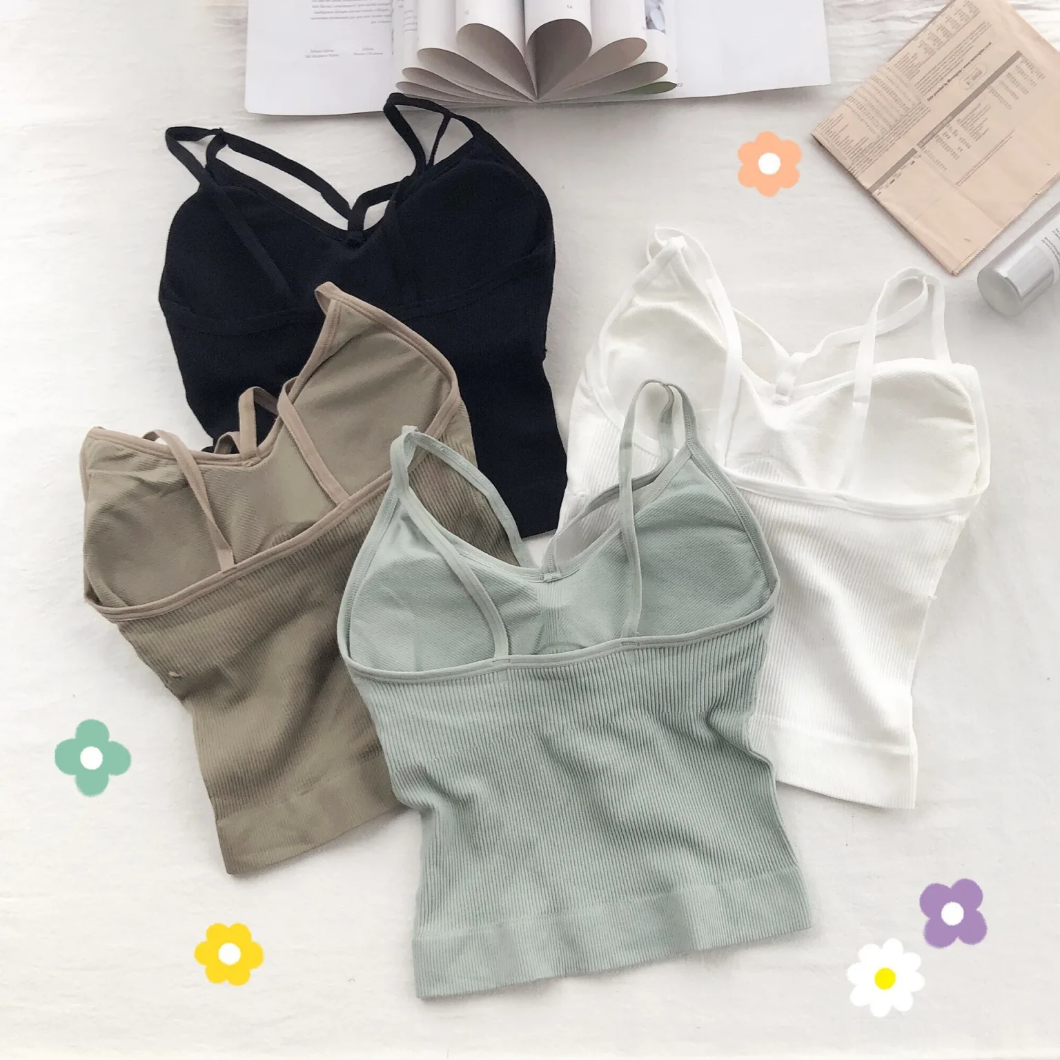 Women Cotton Lingerie Push Up Bra Sexy V Neck Tube Top Fashion Solid Color Underwear Female Soft Brassreie with Chest Pad 3