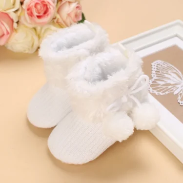 Winter Snow Boots For Newborn Baby Girls Booties Keep Warm Plush Inside Anti-slip Baby Infant Toddler Cute Soft Bottom Shoes 2