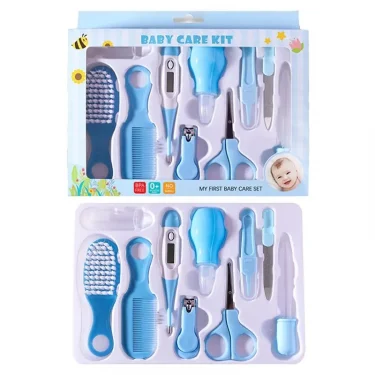 10PCS/Set Baby Health Care Kit Kids Nail Hair Health Care Thermometer Grooming Brush Clipper Teether Toothbrush Baby Essentials 6