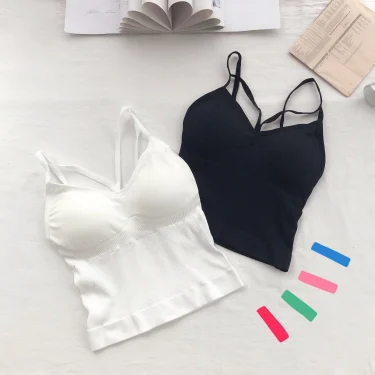 Women Cotton Lingerie Push Up Bra Sexy V Neck Tube Top Fashion Solid Color Underwear Female Soft Brassreie with Chest Pad 6