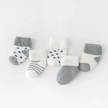 5Pair/lot New boy and girl baby socks thick newborn autumn and winter warm foot sock 2