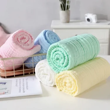 Baby Bath Towel Kids Swaddle Wrap Bedding Pure Cotton Bubble Muslin Blanket 6 Layers Infant Gauze Receiving Blanket 105*105cm 6