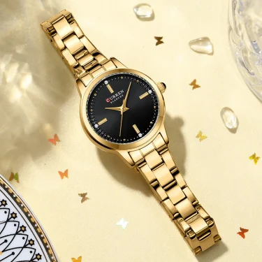 CURREN-Women's Simple Dial Wristwatch, Elegant and Charming Bracelet Quart Watches for Lady, Fashion Brand 4