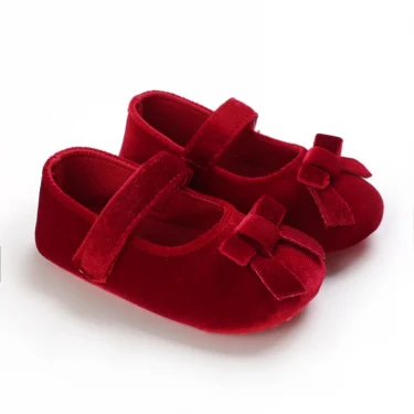 Prewalker Newborn Baby Plush Bow Solid Color Soft Comfort 0-18 Months Baby Casual Shoes Toddlers 1