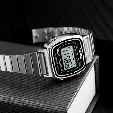 SKMEI Women Digital Watches for Women Fashion Alarm Water Resistance Stainless Steel Sport Watches- 1901 5