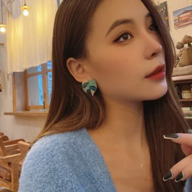 925 Silver Needle Modern Jewelry Exaggerated Leaves Earrings 2021 New Trend Popular Green White Geometric Earring For Women Gift 4