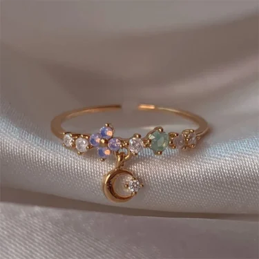 1pc New Y2K ins Cute Colorful Zircon Heart Flower Moon Butterfly For Women Girls Exquisite Fashion Jewelry Gifts 6