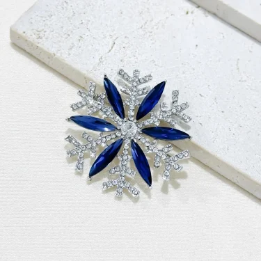 Exquisite Women‘s Brooch Crystal Snowflake Lapel Pins for Men Blue CZ Rhinestone Suit Clothes Badge Luxury Jewelry Accessories 6