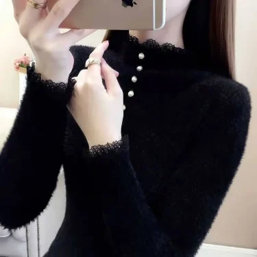 2023 Autumn Winter Thick Sweater Women Knitted Ribbed Pullover Sweater Long Sleeve O-neck Slim Jumper Soft Warm Pull Femme Tops 3