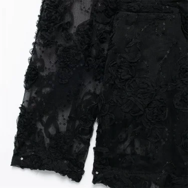 2025 autumn new women's clothing style fashionable and versatile pearl embellishment texture semi transparent suit jacket 5