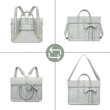 Laptop Bag for Women MacBook Air Pro 15 16 inch Notebook PU Leather Shoulder Bag Convertible Backpack Casual Handbag Briefcase 6