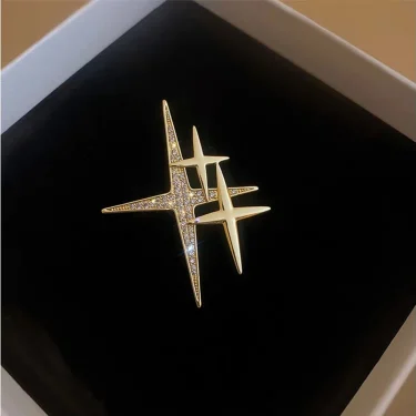 Classic Shining Exquiste Crsytal Star Brooches Pins For Women Men Fashion Korean Style Rhinestone Gold Color Badges Jewelry 1