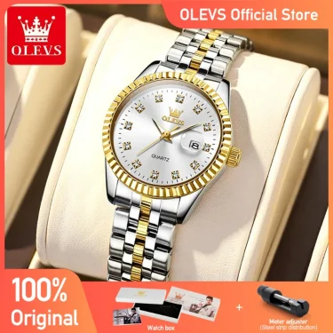 OLEVS 5526 Women's Watch Original Watches For Ladies Waterproof Luminous Stainless Steel Quartz Automatic date Woman Wristwatch 1