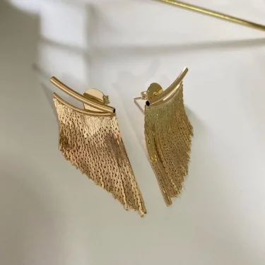 Fashion Dangle Earrings Long Bling Gold Color Tassel Earrings for Women Girls Wedding Daily Hot Sale Jewelry Gift 6