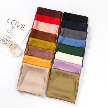 70cm Solid Colors Neckerchief Hijab Scarf For Women Silk Satin Headband Hair Scarves Female Square Shawls Head Scarfs For Ladies 4