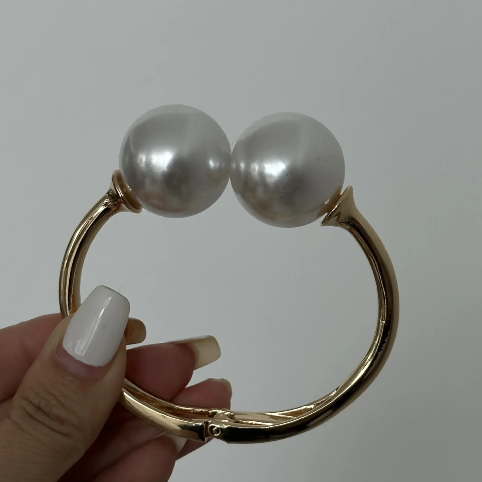 DIEZI Hip Hop Pearl Wide Cuff Bangles Punk Fashion Gold Silver Color Geometric Spring Bangles For Women Bracelet Men Jewelry 6