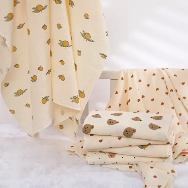 Cotton Muslin Cute Cartoon Printing Baby Swaddle Blanket Soft Breathable Newborn Baby Receiving Blanket For Infant Boys Girls 3