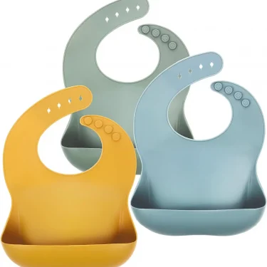 Baby Silicone Bib Waterproof Soft Solid Color 4-speed Adjustable Bibs Newborn Lunch Feeding Saliva Pocke Kids Eating Accessories 6