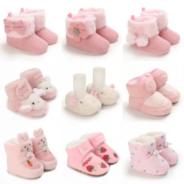 Winter Thickened Baby Cotton Shoes Cute Plush Sheep Snow Boots Soft, Comfortable, Warm, and Casual Walking Shoes 1