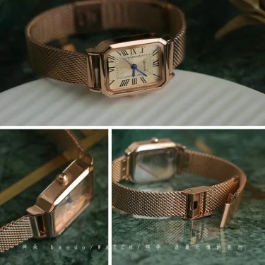Vintage Classic Ladies Watch Stainless Steel Strap Rectangular Dial Women Quartz Wristwatch Dropshipping Reloj De Mujer 6