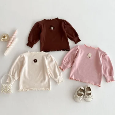 MILANCEL New Spring Baby Cute Flower Undershirts 0-3T Toddler Bottoming Shirt Cartoon Infant Girls Outwear Tops 3