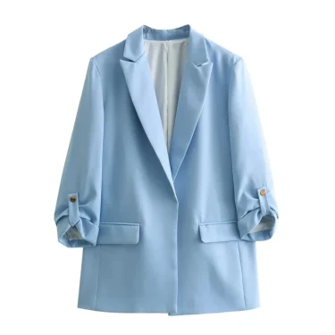TRAF GAL Spring Summer Woman Fashion 10-color Rolled Up Sleeve Suit Jacket Casual Slim Double Pockets Fashion Blazers Y2K 1