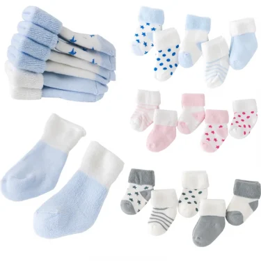 5Pair/lot New boy and girl baby socks thick newborn autumn and winter warm foot sock 1