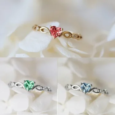 Huitan Simple Heart Ring For Women Female Cute Finger Rings Romantic Birthday Gift For Girlfriend Fashion Zircon Stone Jewelry 3