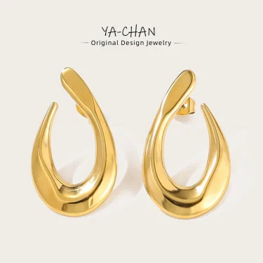 YACHAN New In 18K Gold Plated Stainless Steel Drop Earrings for Women Charm Dangle Earring Trendy Jewelry Waterproof 1