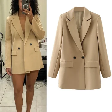 TRAF Blazer Woman Black Beige Khaki Blue Green Gray Women coat Fashion Office Wear Women's Blazers Jacket Outerwears 2024 1
