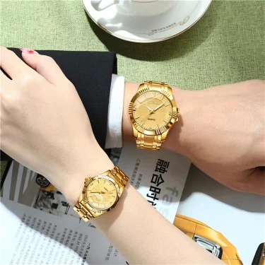 CHENXI 050A Brand Luxury Gold Dress Watches Stainless Steel Unique Golden Woman Men Business Quartz Wristwatch Waterproof 5