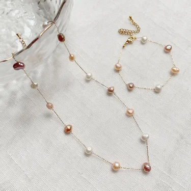 Irregular Pearl Charm Natural Freshwater Pearl Choker Necklace for Women Mixed White Purple Pink Baroque Pearl Chain Necklace 1