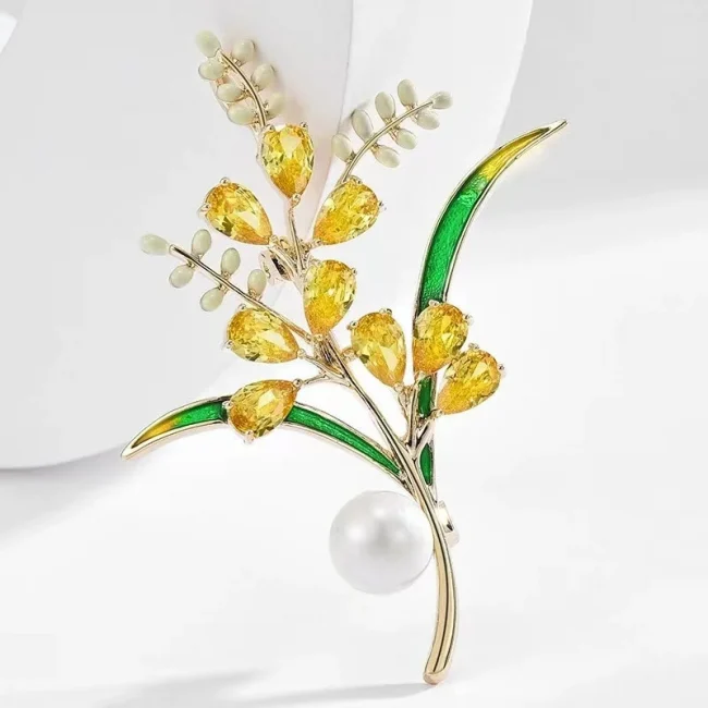 Shiny Crystal Zircon Flower Pearl Brooch For Women Pink Purple Peach Blossom Red Rose Rhinestone Corsage Pins Party Jewelry Gift 3