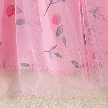 MILANCEL Trendy Girls' Bow Princess Dress Korean Style Children's Patchwork Mesh Floral Dress 2-6 Years Summer Kid's Clothing 5