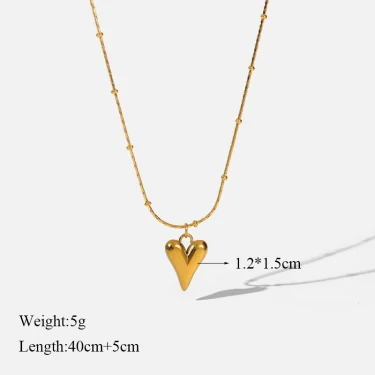 EILIECK 316L Stainless Steel Gold Color Heart Love Necklace Earrings Trendy For Women New Party Gift Waterproof Jewelry Set 2