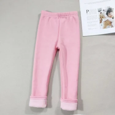 2025 Girls' Pants Children's Winter Thickened Warm Pants Warm Elastic Pink Navy Blue Underpants Boys' Pants 6