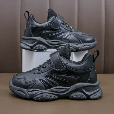 Children White Running Shoes Kids Fashion Sneakers PU Soft Breatheable Comfortable Boys Girls School Sports Shoes Size 26-37 5