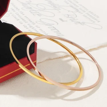 2mm Stainless Steel Thin Bangle Bracelet Women Simple Stackable Circle Jewelry Rose Gold Silver Color 55/ 60/ 65mm Flat Surface 3