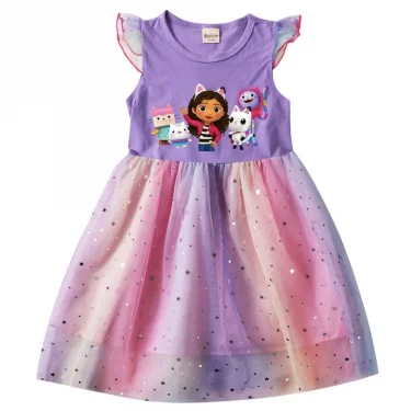 Gabby Doolhouse Dress Kids Summer Short Sleeve Dresses Baby Girls Cartoon Clothes Toddler Girl Princess Wedding Party Vestidos 6