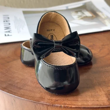 Newborn Baby Shoes Infant Girls Shoes PU Anti-slip Bowknot Classic Princess Dress Shoes Toddler First Walker Crib Shoe 4