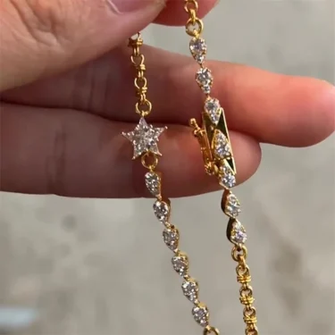 Foxanry Sparkling Zircon Star Geometric Bracelet For Women Girl Fashion Heavy Industry Exquisite Elegant Engagement Jewelry Gift 3