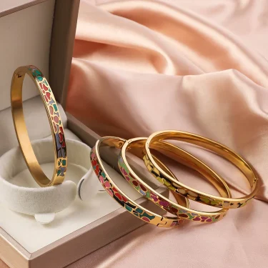 Exquisite Enamel Dripping Oil Colored Bracelet For Women, Light Luxury High-end Versatile Stainless Steel Bracelet, Jewelry Gift 3