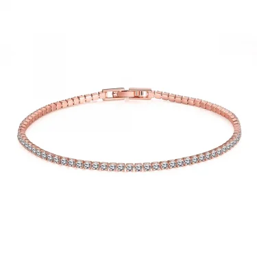 Sterling 925 Silver Jewelry 16cm to 19cm Tennis Bracelet 2mm Zirconia Anniversary Gift Genuine Sterling Silver Bracelet 2