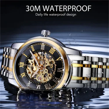 Forsining 349 Men Hand Wind Watch Round Skeleton Stainless Steel Mechanical Business Clock Relogio Masculino Erkek Kol Saati 4
