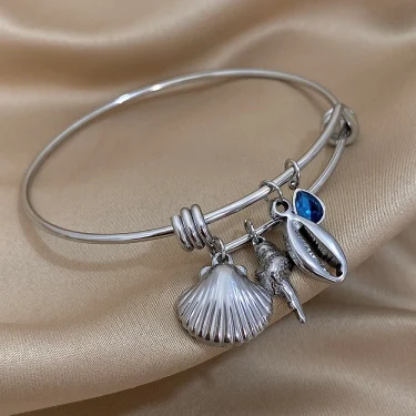 Greatera Gold Color Conch Shell Charm Stainless Steel Adjustable Bracelets Bangles for Women Ocean Animal Bracelet Beach Jewelry 3
