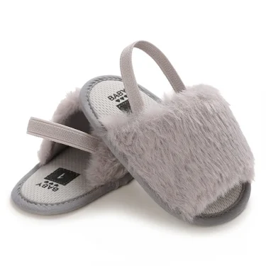Fashionable Soft Classic Women's Baby Slippers Sandals Breathable Baby Fur Leather Shoes Simple Elastic Sandals Princess 4