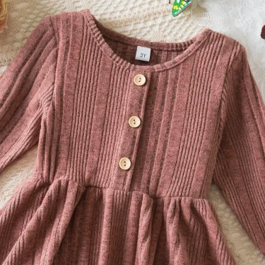 Autumn Girls Knitted Dresses Long Sleeve Sweater Girl Dress Princess Birthday Party Costumes Kids Casual Vestidos 3
