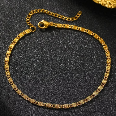 FTCY Stainless Steel Chain Bracelet for Women Gold Color Lightweight Luxury Women's Bracelet Foot Ankle Jewelry Accessories 6
