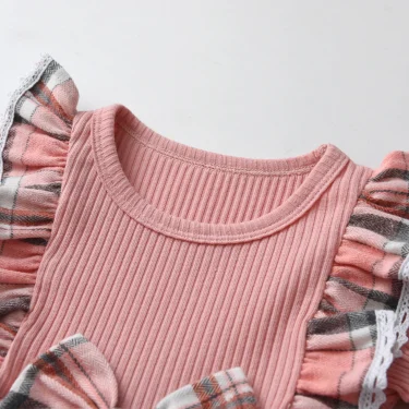 1-2Years Toddler Baby Girl Spring Autumn Dress Clothes Plaid Long Sleeve 2 in 1 Dresses with Hairband Clothing for Girls 2