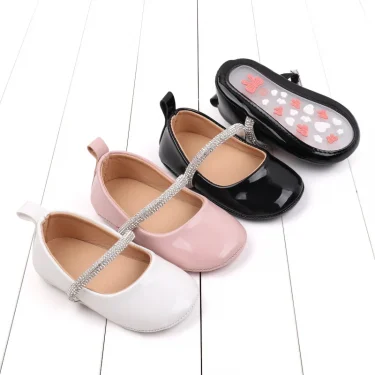 Baby Princess Shoes Infant Girls 0-6-12 Months Toddler Party Shiny Mary Jane Style High Quality PU TPR 2024 New Fashion BBW3179 2